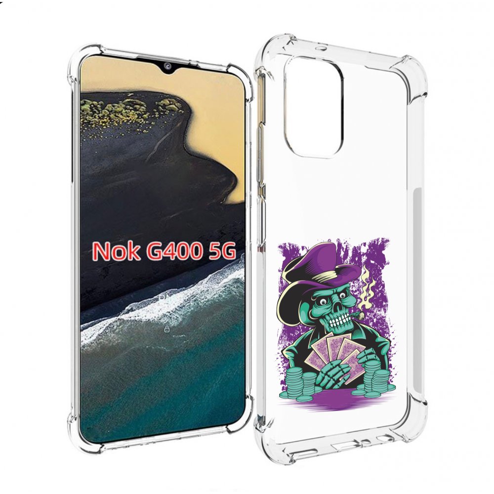 

Чехол MyPads зеленый череп с картами для Nokia G400 5G, Прозрачный, Tocco