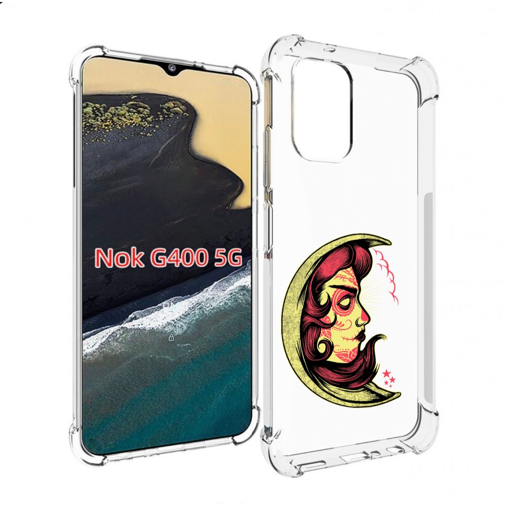 

Чехол MyPads желтый полумесяц с лицом девушки для Nokia G400 5G, Прозрачный, Tocco