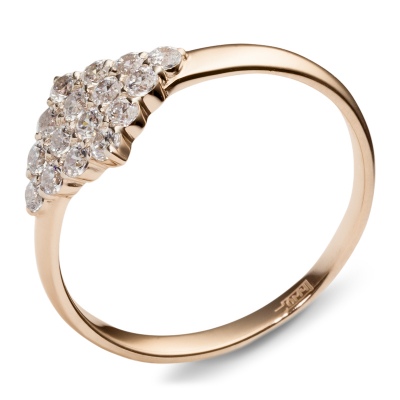 

Кольцо из красного золота с фианитом р. 16,5 Эстет 01К115421, 01К115421