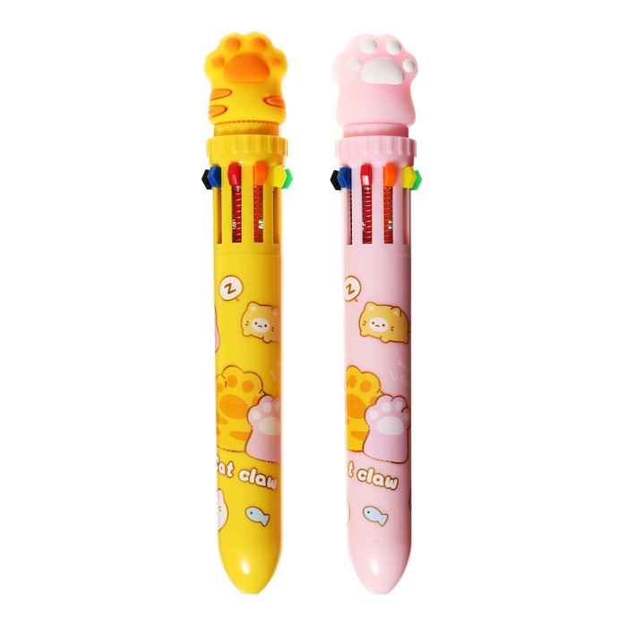 

Ручка шариковая автоматическая 10-ти цветная, стержень 0,7мм, Лапка МИКС (36 шт.)