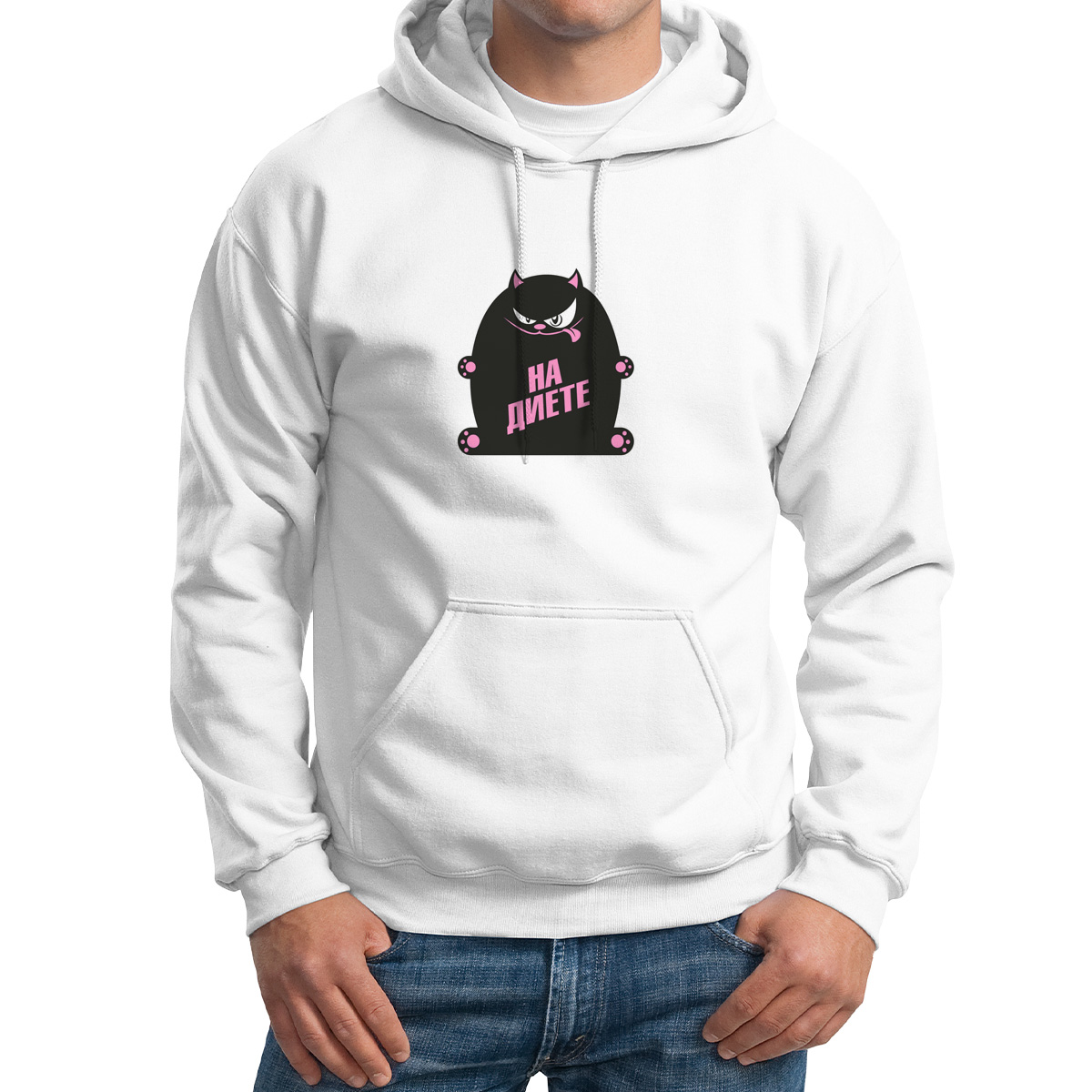 

Худи унисекс CoolPodarok На диете (Кот) белое 44 RU, CX44M044224