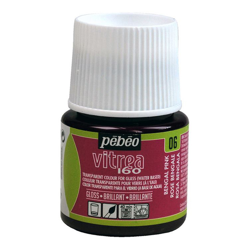 

Краска по стеклу Pebeo под обжиг, глянцевая, Vitrea 160, цвет: розовый бенгальский