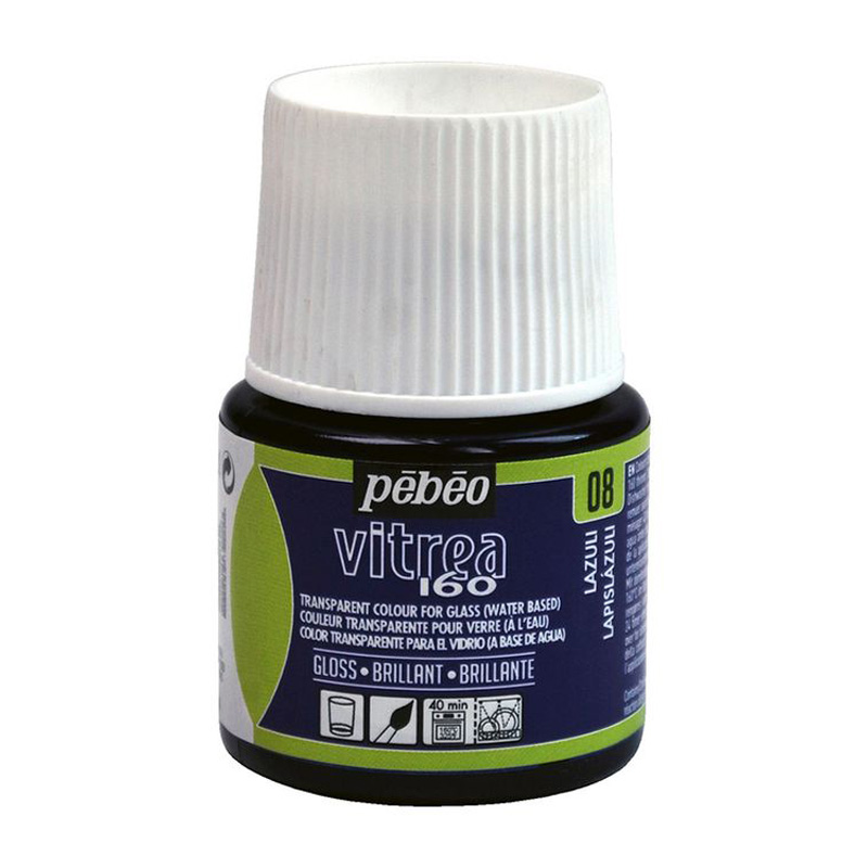 

Краска по стеклу Pebeo под обжиг, глянцевая, Vitrea 160, цвет: лазурный, Разноцветный