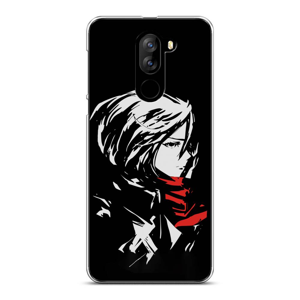 

Чехол на Doogee X60L "Микаса минимализм", Черный;серый;красный, 220550-4