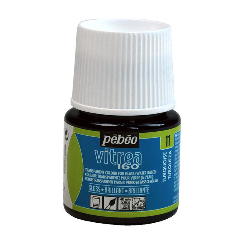 

Краска по стеклу Pebeo под обжиг, глянцевая, Vitrea 160, цвет: бирюзовый, Голубой