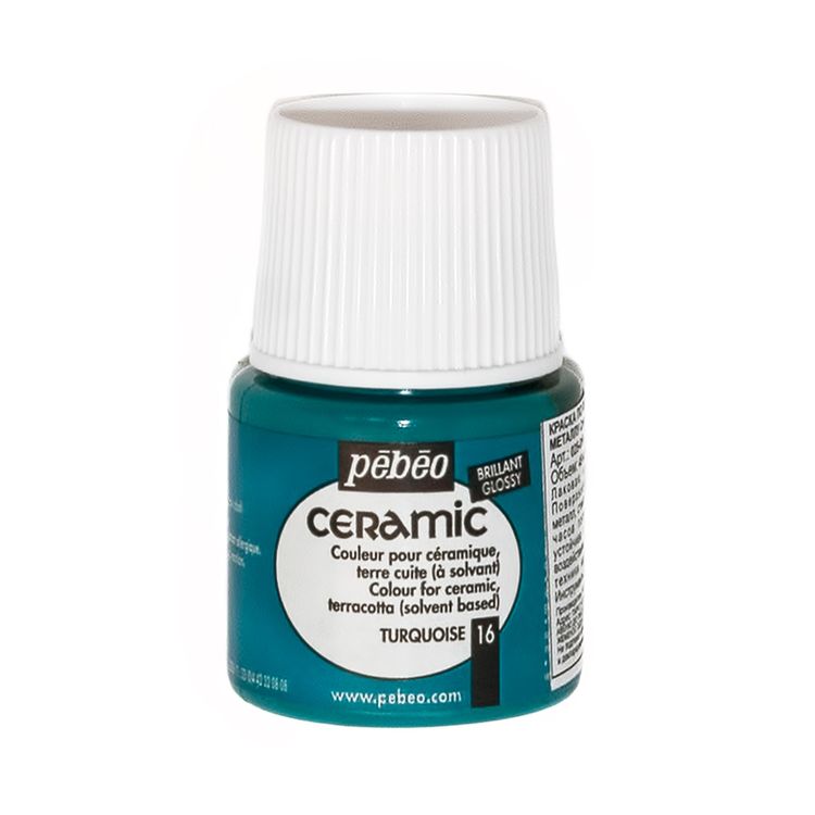 

Краска по керамике и металлу Pebeo Ceramic, цвет: бирюзовый, Голубой