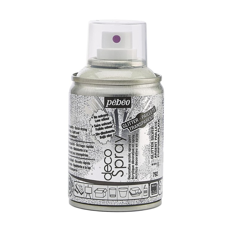 

Краска на водной основе Pebeo decoSpray, 093792 Под серебро с глиттером, Серебристый