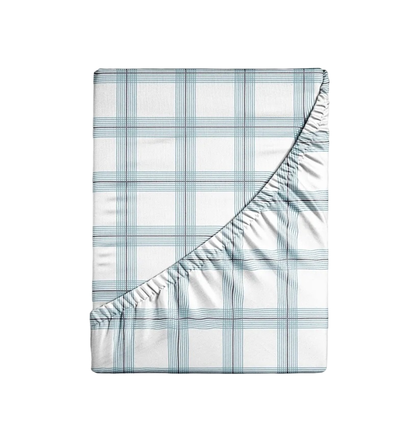 

Простыня на резинке Ночь Нежна Тартан бирюза 9849-3 Поплин 120х200х20, Голубой, ПрРППН12020099