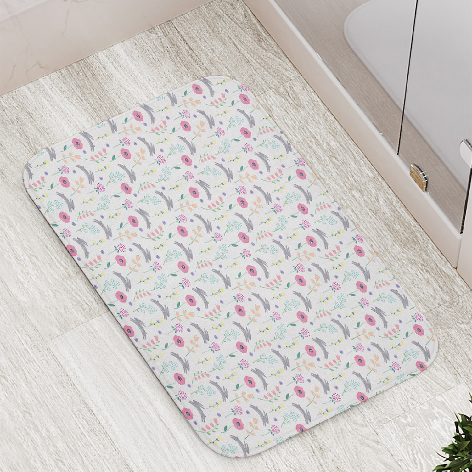 фото Коврики для ванной и туалета bath_91717 садовые цветы наив joyarty