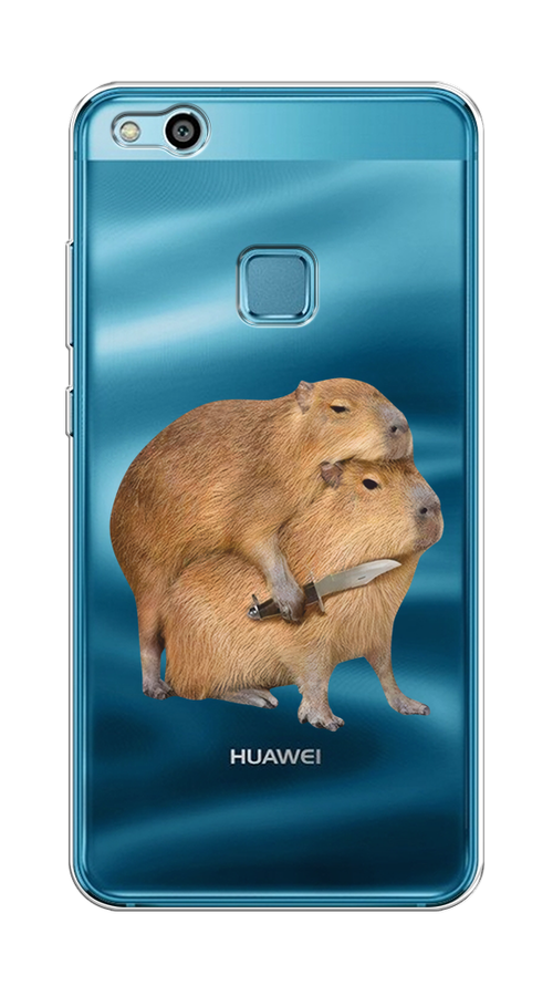 

Чехол на Huawei P10 Lite "Капибара с ножом", Бежевый, 61350-1