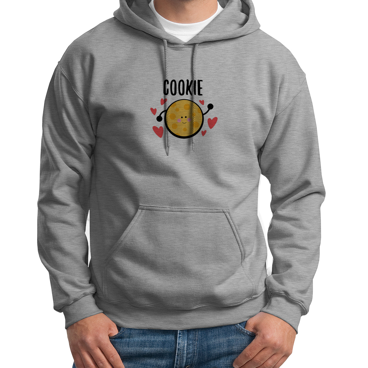 

Худи унисекс CoolPodarok Печенька cookie серое 46 RU, 6S043773
