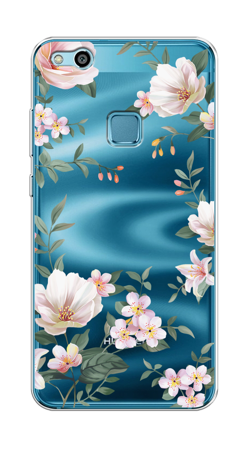 

Чехол на Huawei P10 Lite "Beautiful white flowers", Бежевый;зеленый, 61350-1