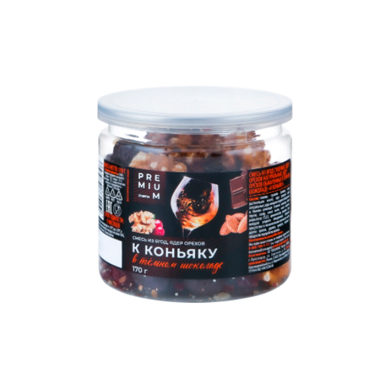 

Фруктово-ореховая смесь Лента Premium К коньяку ассорти в шоколаде 170 г