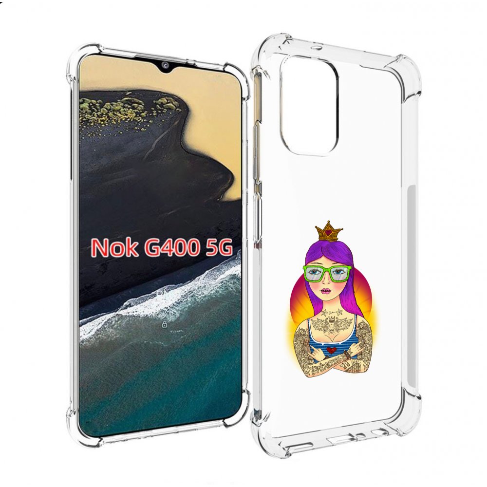 

Чехол MyPads девушка в татуировках с короной для Nokia G400 5G, Прозрачный, Tocco