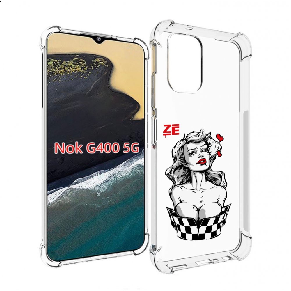

Чехол MyPads черно белая девушка с красными губами женский для Nokia G400 5G, Прозрачный, Tocco