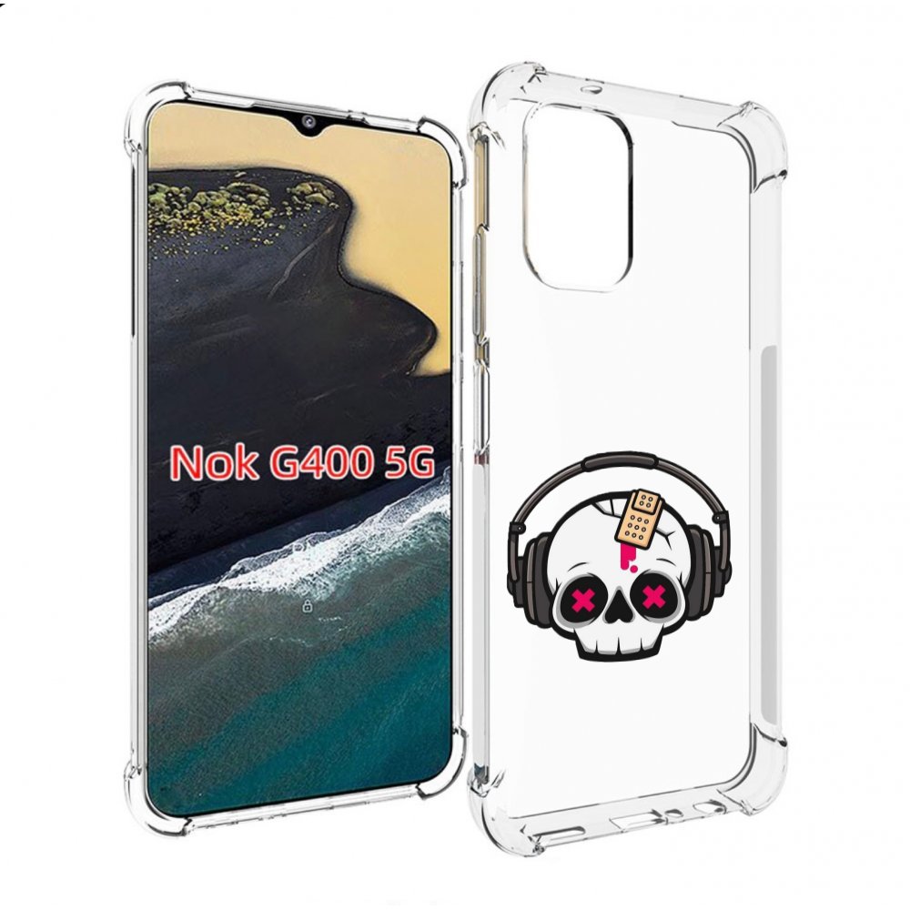 

Чехол MyPads черепок в наушниках для Nokia G400 5G, Прозрачный, Tocco