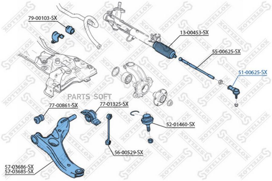 

51-00625-SX_наконечник рулевой \ Ford Torneo/Transit Connect 1.8 16V-1.8TDCi 02>