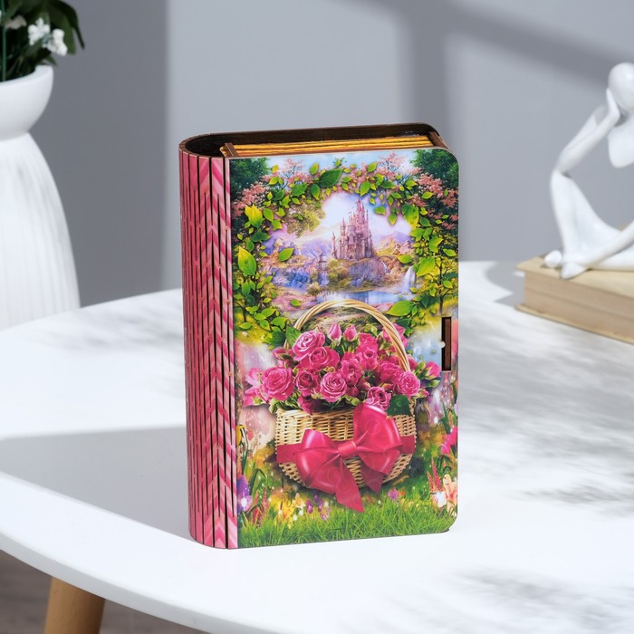 фото Книга-шкатулка "корзина роз",19,5х13х4,5 см nobrand