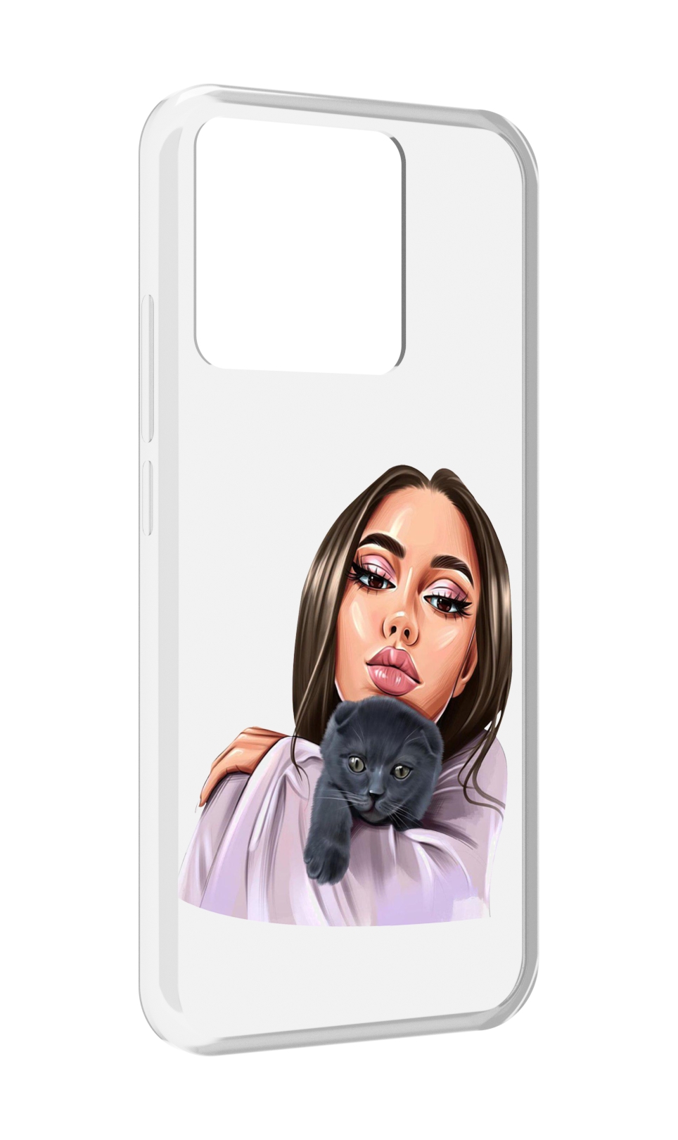 

Чехол MyPads Tocco для Xiaomi Redmi 10A нарисованная-девушка-с-котом женский, Прозрачный, Tocco