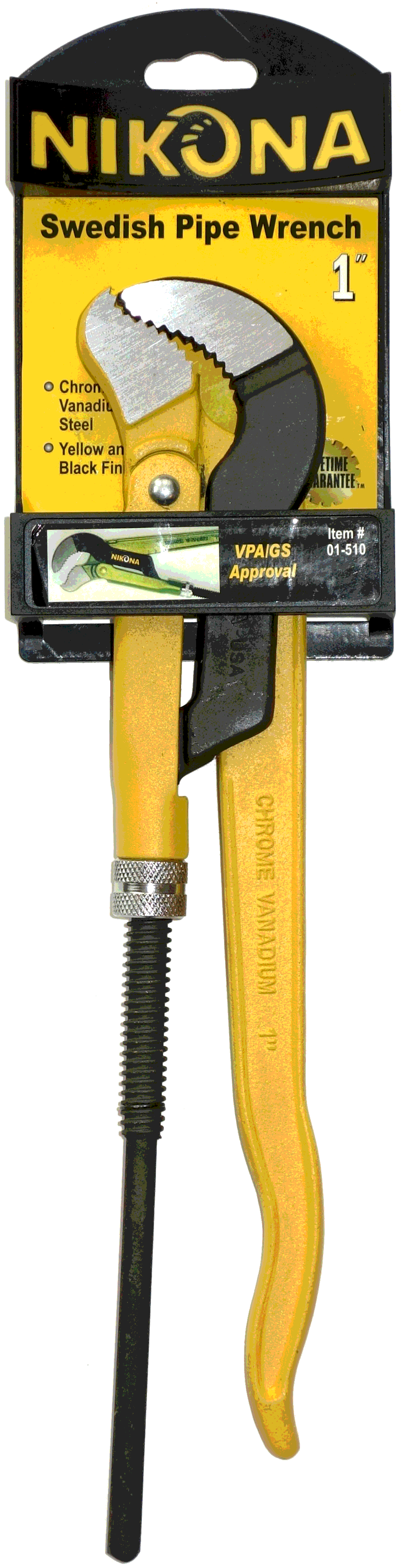 Ключ трубный NIKONA 01-510 шведский S, цельнокованный, из Хр/B стали, 1