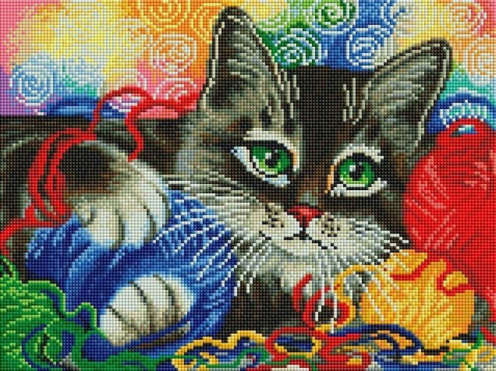 

Алмазная вышивка Белоснежка «Котик с клубочками»