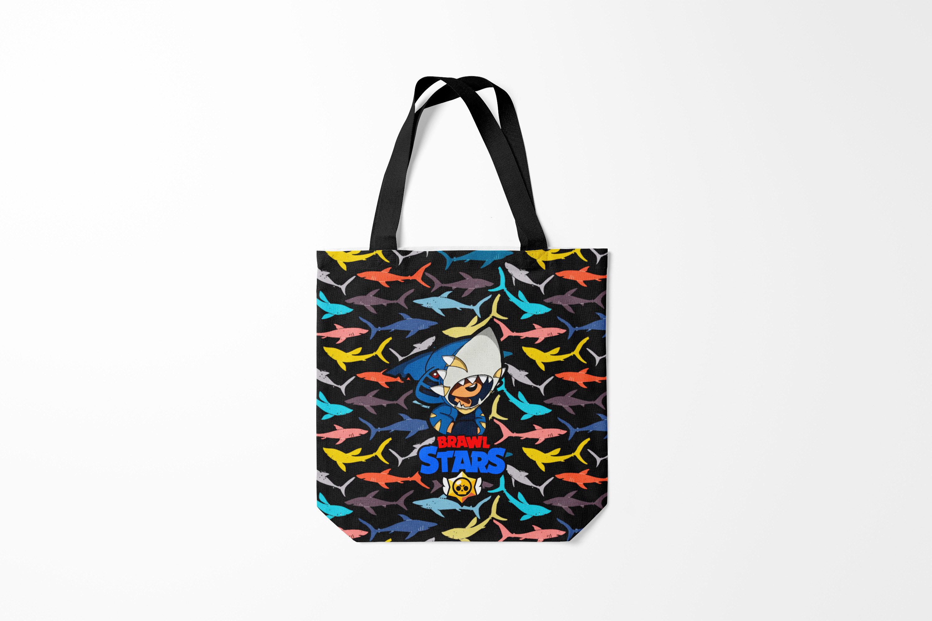 

Сумка шoппер унисекс Burnettie Brawl Stars MegaShark Leon Brawlstars, черный, Brawl Stars MegaShark Leon Brawlstars