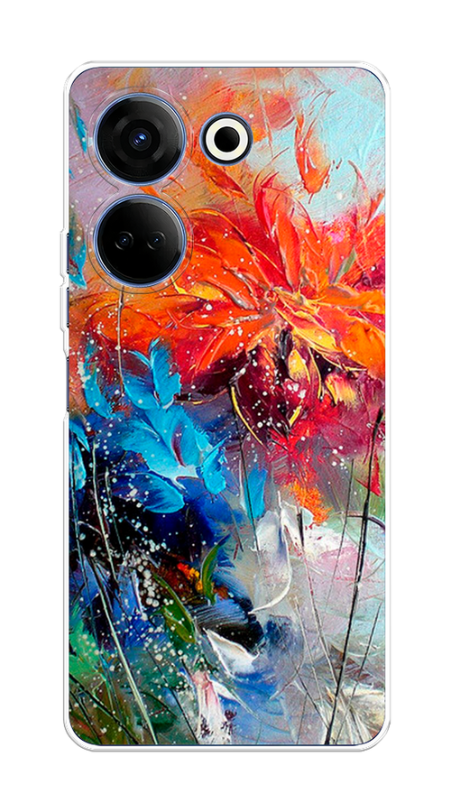 

Чехол на Tecno Camon 20 "Абстрактные цветы", Оранжевый;синий, 304150-4