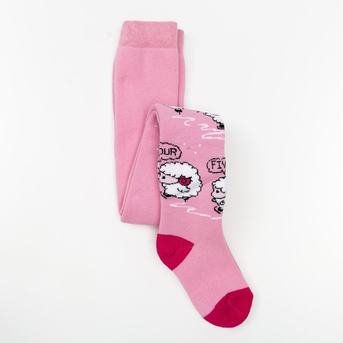 

Колготки детские махровые «Овечки», цвет розовый, рост 92-98