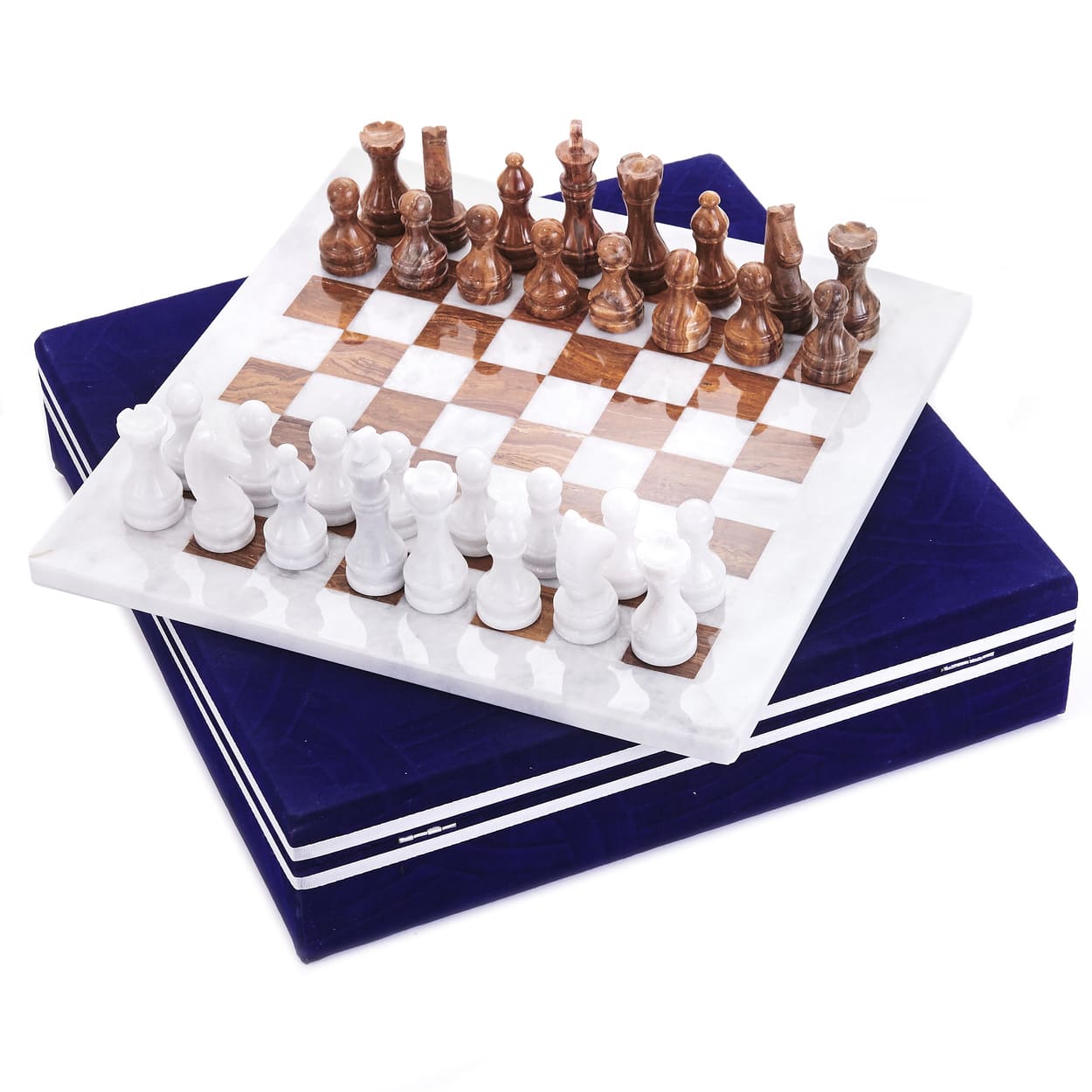 Шахматы каменные PakShah Карфаген, мрамор и яшма, 30 см, ON-W033