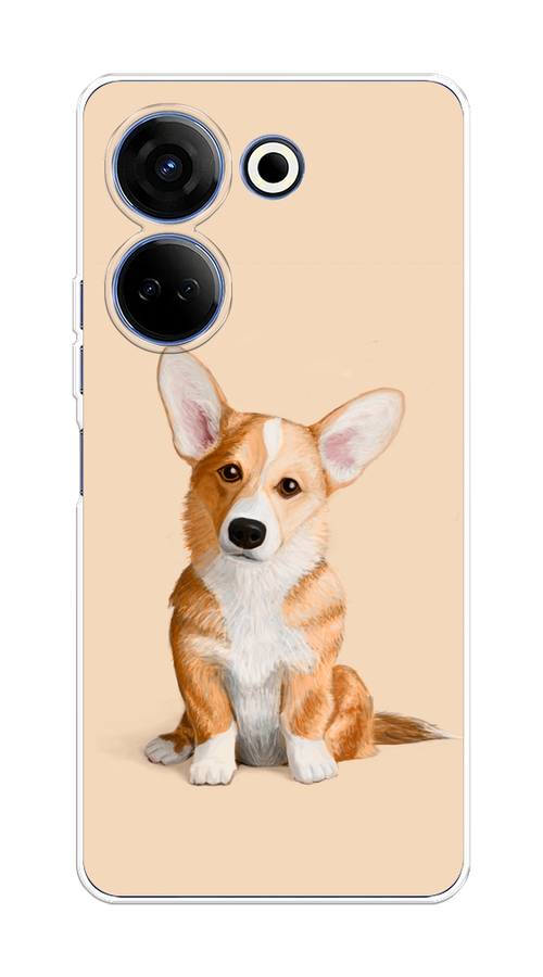 

Чехол на Tecno Camon 20 "Грустный Корги", Коричневый;бежевый, 304150-1