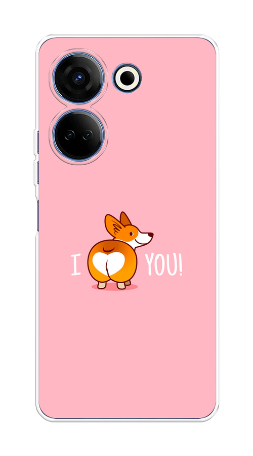 

Чехол на Tecno Camon 20 "Корги I love you", Розовый;коричневый;белый, 304150-1