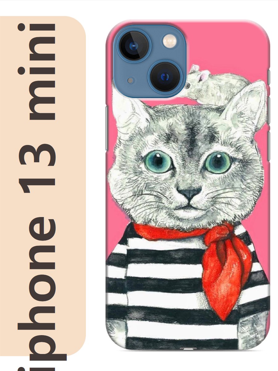 

Чехол на Apple Iphone 13 mini кот с мышкой 801, Iphm13cat2