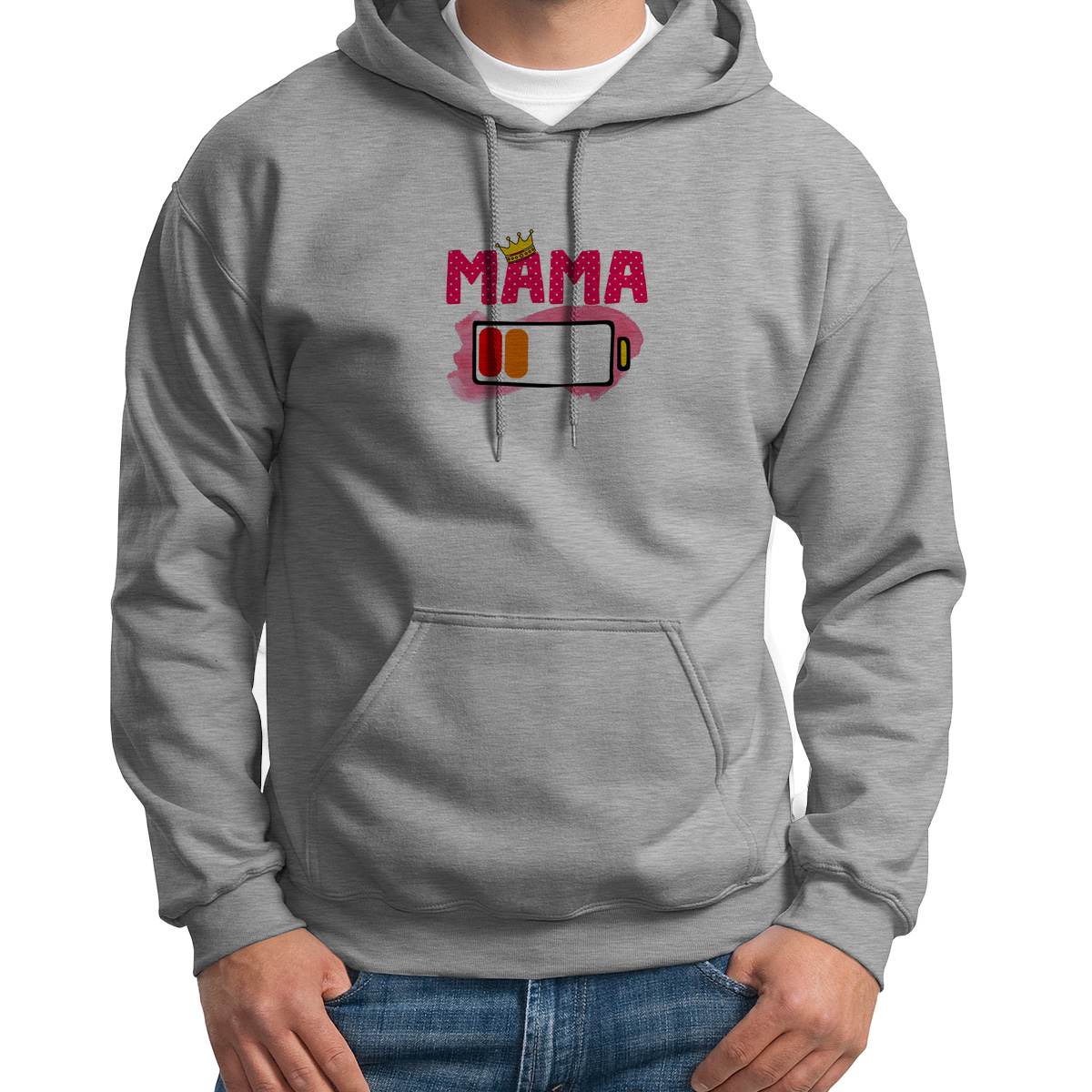

Худи унисекс CoolPodarok Мама батарейка серое 46 RU, 6S043698