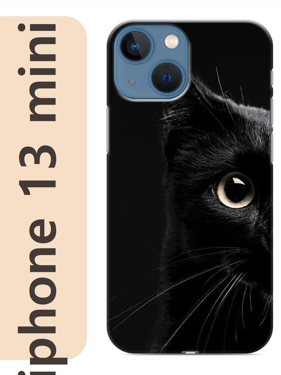 

Чехол на Apple Iphone 13 mini черный кот 792, Прозрачный, Iphm13cat2