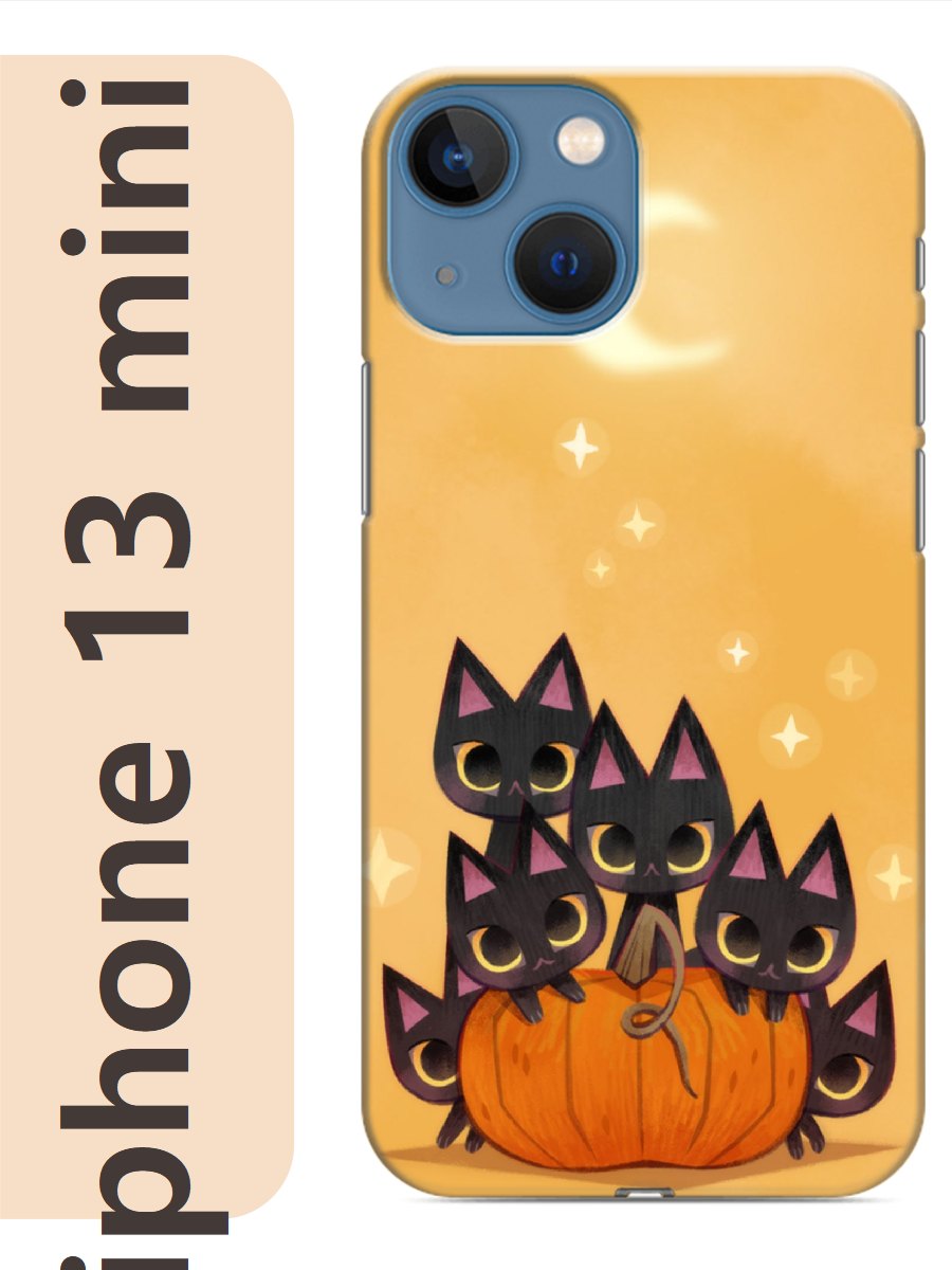

Чехол на Apple Iphone 13 mini котята черные на тыкве 790, Iphm13cat2