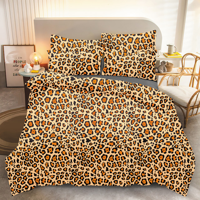 фото Комплект постельного белья павлина гепард оранж 1,5 спальный, полисатин, наволочки 70x70