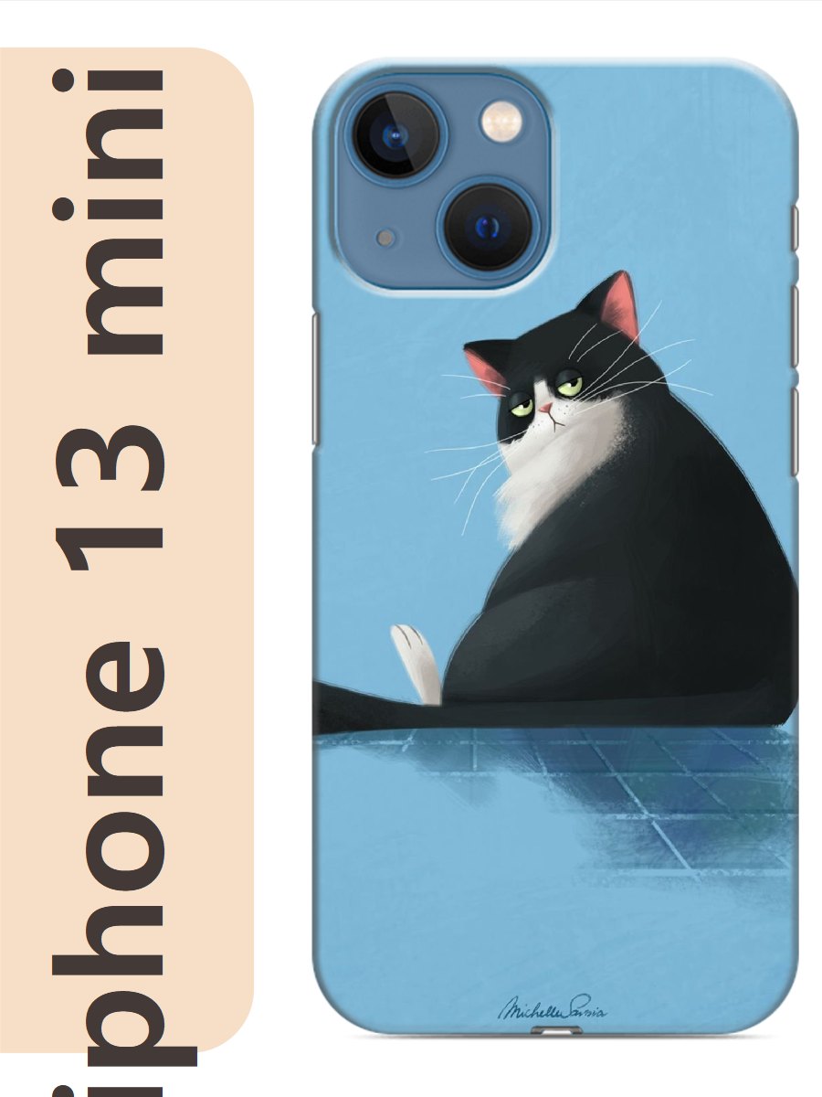 

Чехол на Apple Iphone 13 mini черный толстый кот 774, Прозрачный, Iphm13cats