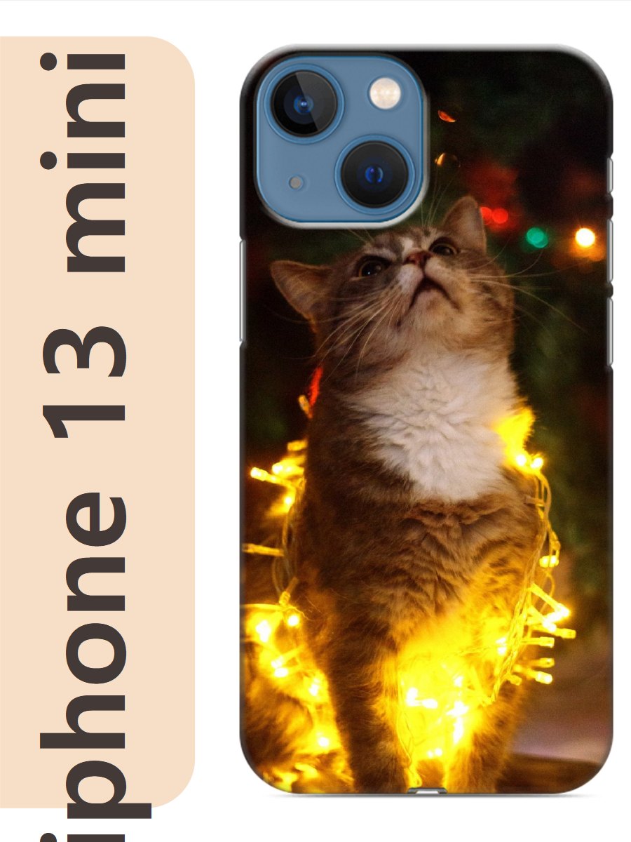

Чехол на Apple Iphone 13 mini кот гирлянда 769, Прозрачный, Iphm13cats