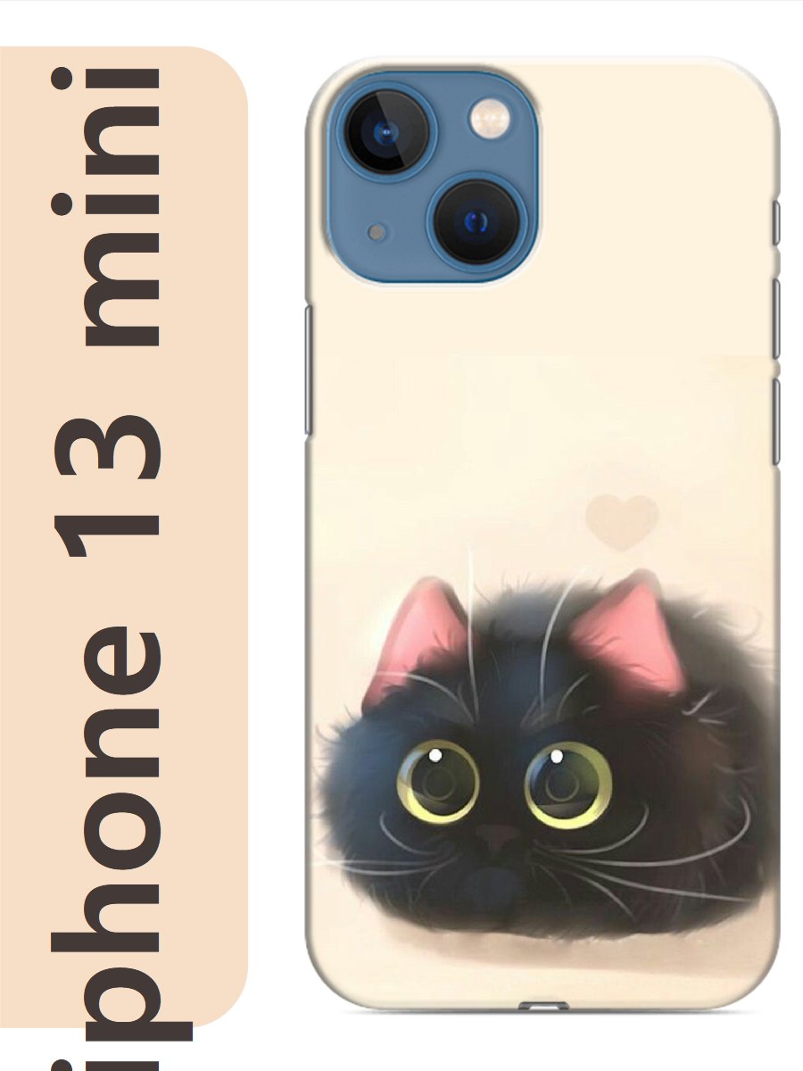 

Чехол на Apple Iphone 13 mini кот большие глазки 759, Прозрачный, Iphm13cats