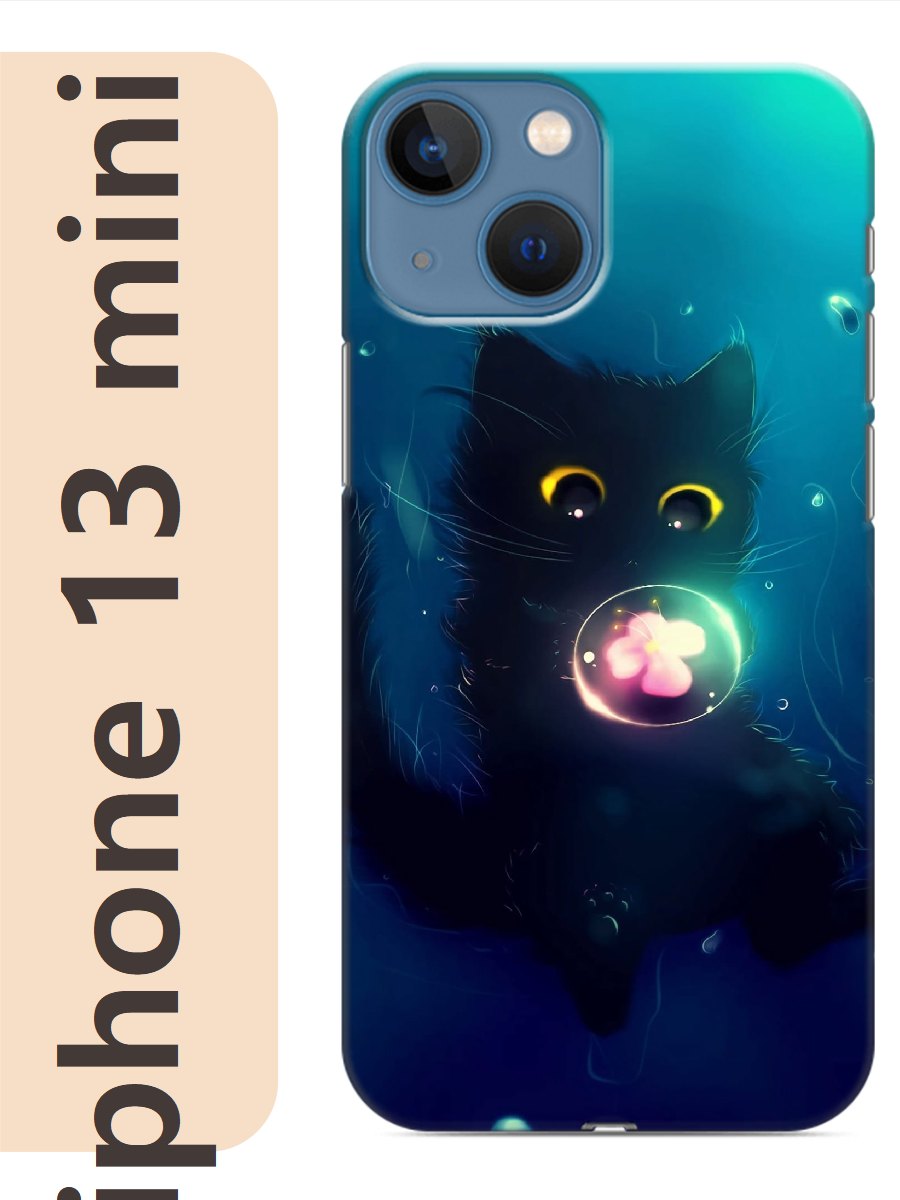 

Чехол на Apple Iphone 13 mini кот черный 754, Прозрачный, Iphm13cats