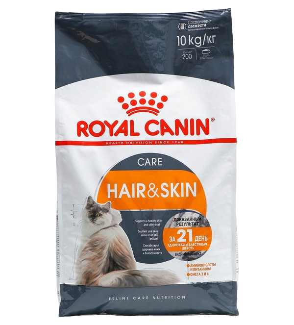 

Сухой корм для кошек ROYAL CANIN Hair & Skin Careи птица 10 кг