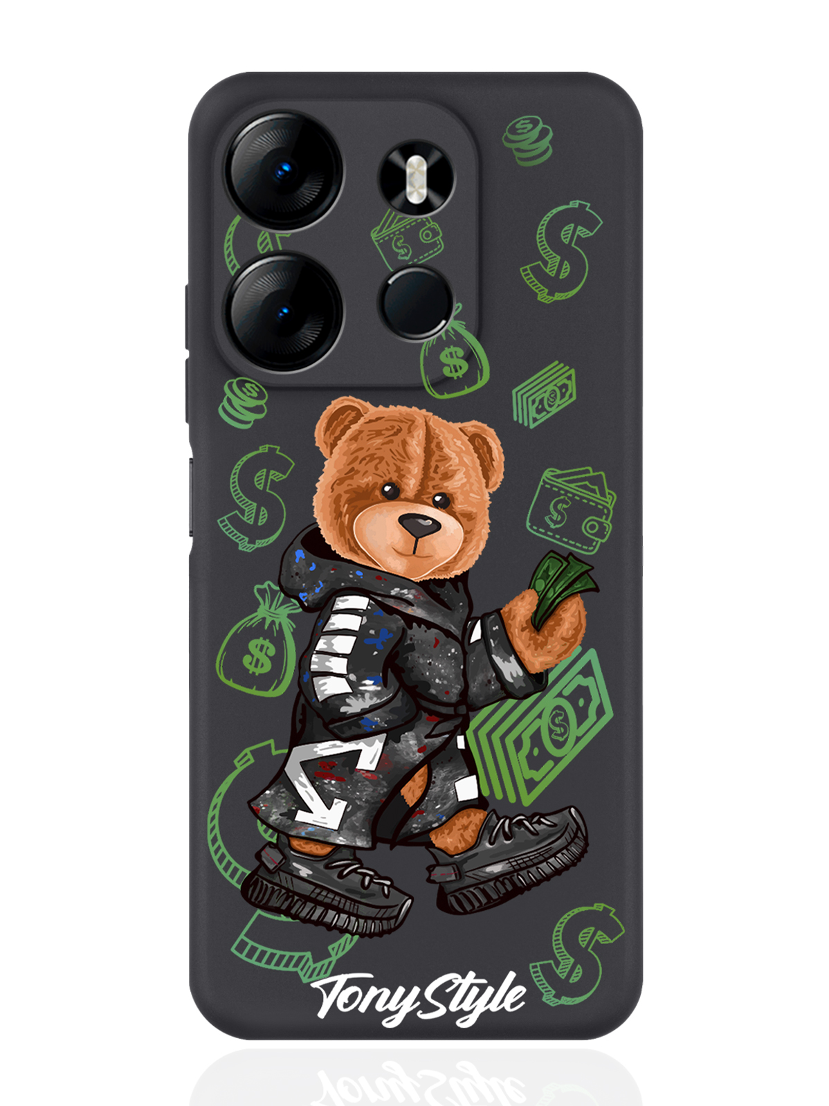 

Чехол Tony Style для Tecno Spark Go 2023/Tecno Pop 7 Pro Tony Style Деньги черный, Коричневый;черный;зеленый