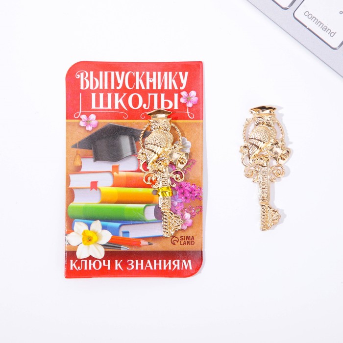

Ключ на открытке «Выпускнику школы», 5 х 2,5 см., Выпускной "Старшие классы"