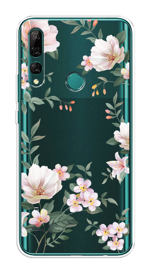 

Чехол на Huawei Y9 Prime 2019 "Beautiful white flowers", Бежевый;зеленый, 611950-1