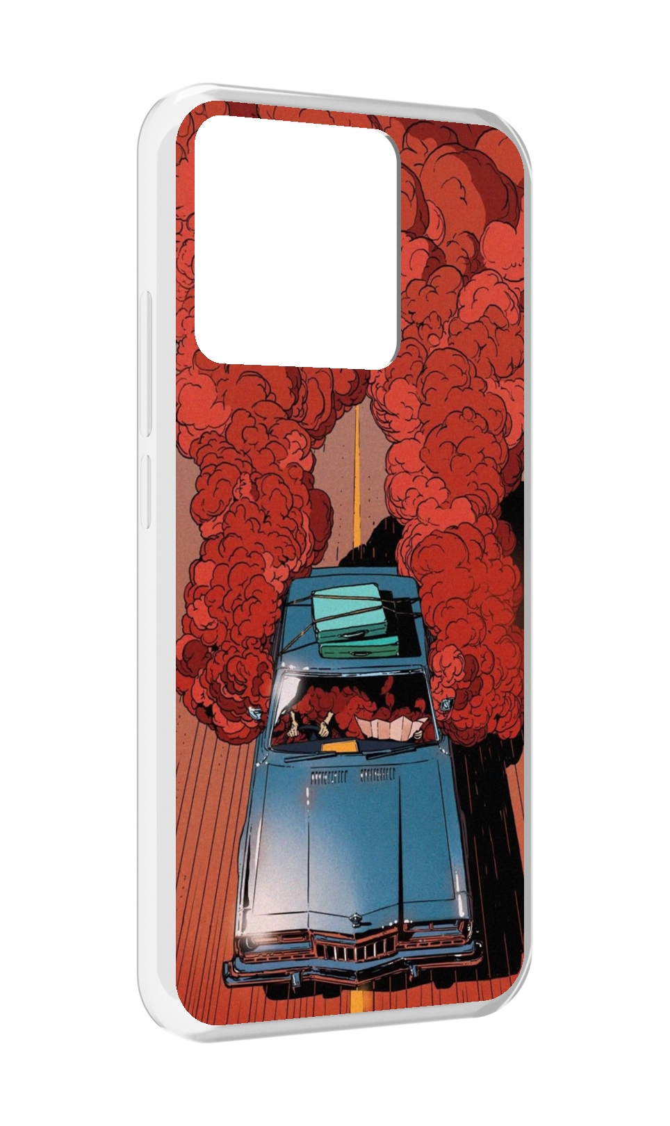 

Чехол MyPads Tocco для Xiaomi Redmi 10A машина мчится с дымком, Прозрачный, Tocco