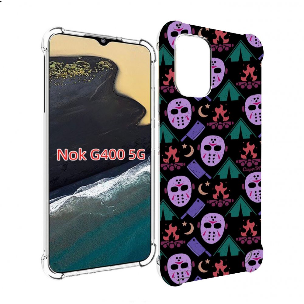 

Чехол MyPads фиолетовые маски для Nokia G400 5G, Прозрачный, Tocco