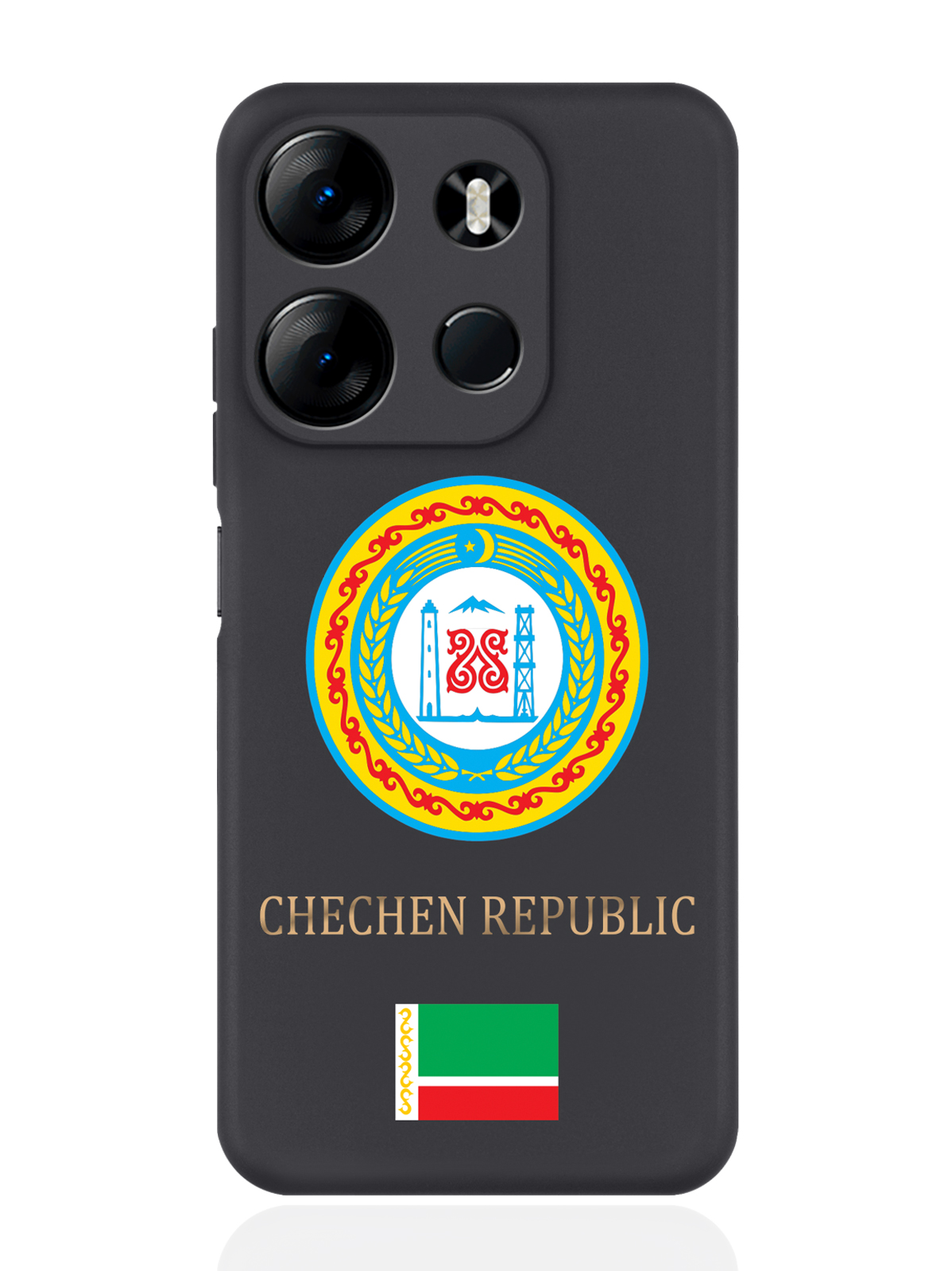 

Чехол SignumCase для Tecno Spark Go 2023/Pop 7 Pro Герб Чечни черный, Разноцветный