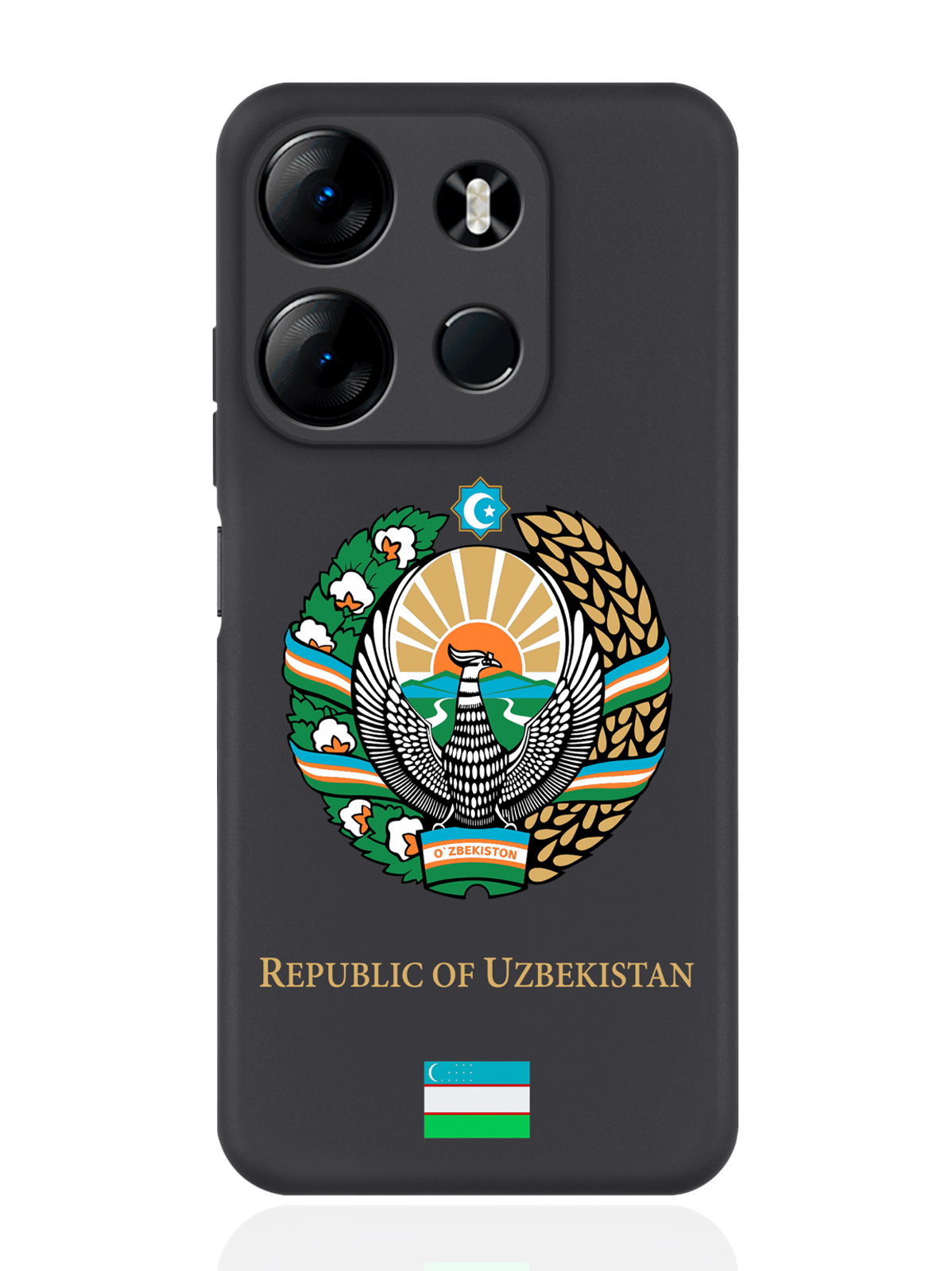 

Чехол SignumCase для Tecno Spark Go 2023/Pop 7 Pro Герб Узбекистана черный, Разноцветный