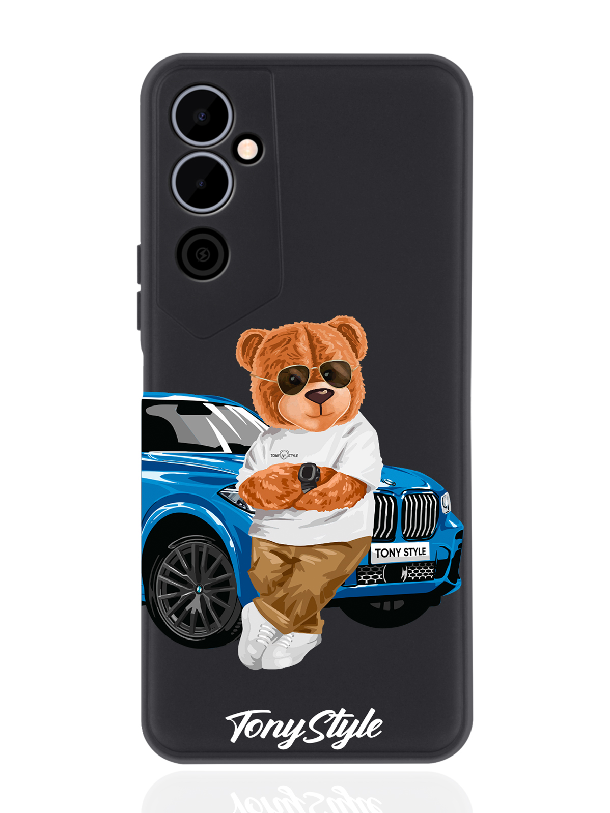 

Чехол Tony Style для Tecno Pova Neo 2 Tony Style с машиной черный, Голубой;коричневый;белый