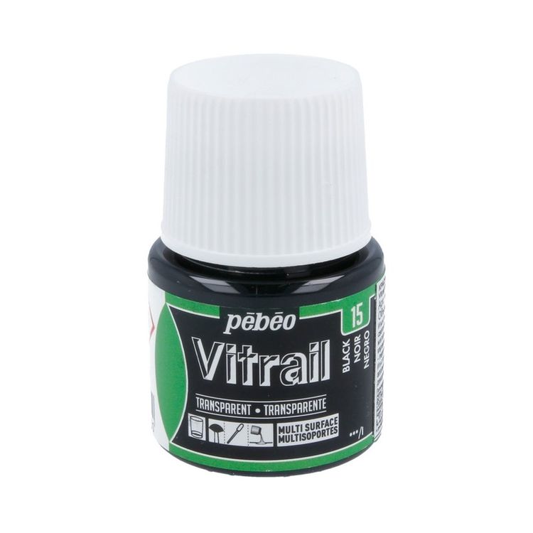 

Краска для стекла и металла Pebeo лаковая, прозрачная, Vitrail, цвет: черный